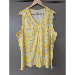 Lands' End Slub VNeck Trimmed Tank Yellow Lemon citrus summer beach gardening